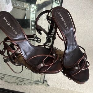 Sergio Rossi Dark Brown Strappy Heels